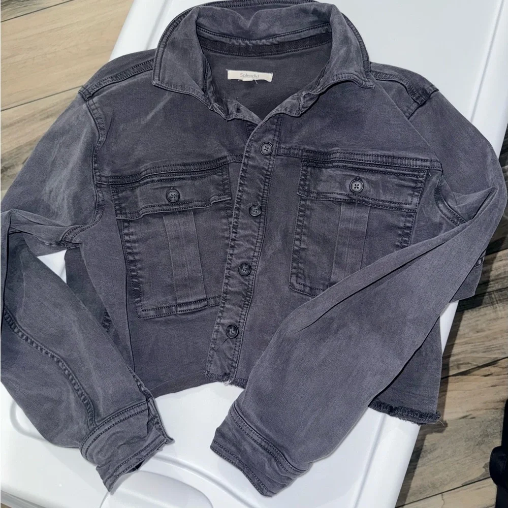 Women's splendid Gray Denim Jacket - Picture 1 of 6